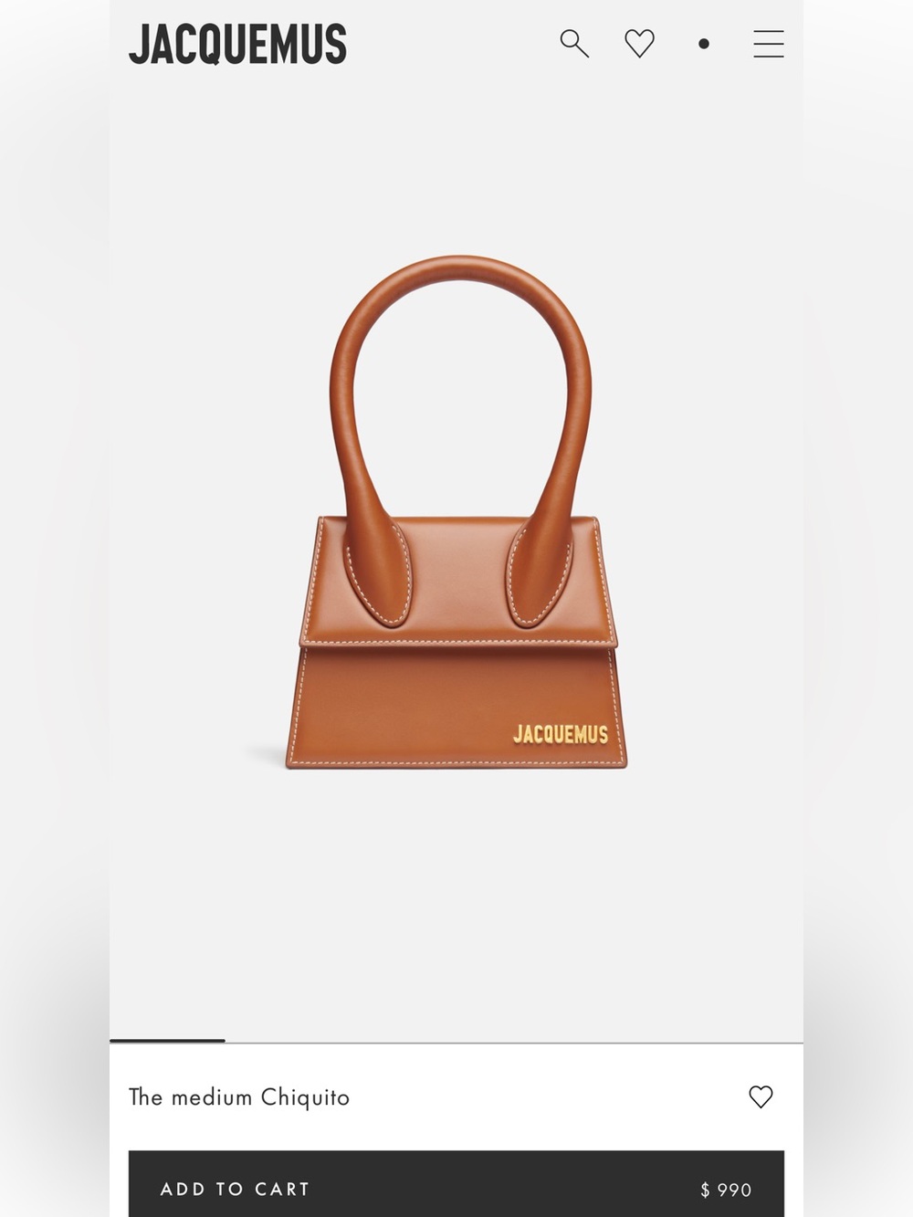 Jacquemus Tan Le Chiquito Moyen/Medium Leather Top-Handle Bag